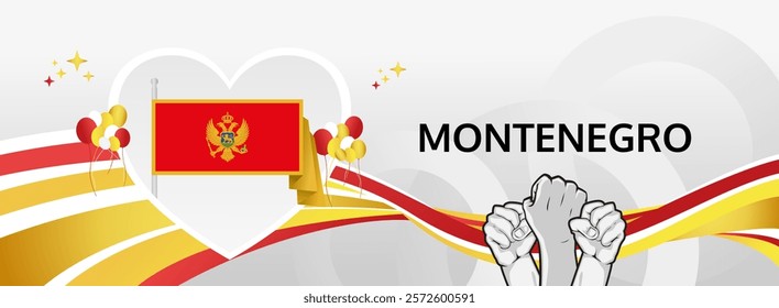 Montenegro Independence Day modern greeting banner. 21 May Happy National Day. Holidays abstract concept in flag colors. Great for event like carnival, feast poster, support, culture and tourism