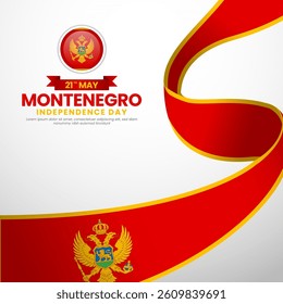 Montenegro independence day Square banner background with waving flag vector illustration