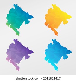 Montenegro Low Poly Map Clip Art Design. Nationales geometrisches Polygonbild. Vektorgrafik-Symbol.