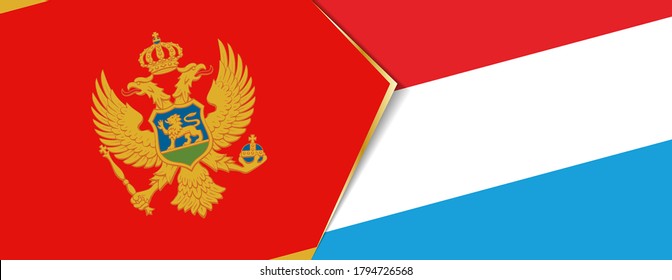 Montenegro and Luxembourg flags, two vector flags symbol of relationship or confrontation.