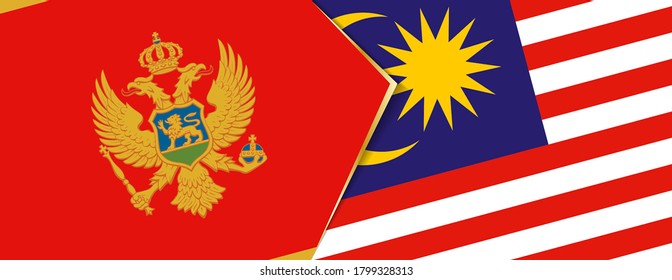 Banderas de Montenegro y Malasia, dos banderas vectoriales símbolo de relación o enfrentamiento.