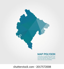 Montenegro Map Abstract geometric rumpled triangular low poly style gradient graphic on white background