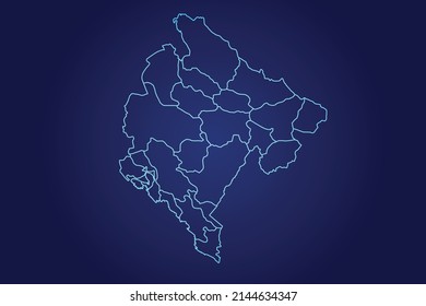 Montenegro Map of Abstract High Detailed Glow Blue Map on Dark Background logo illustration	