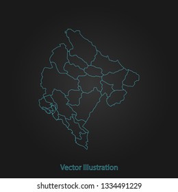 Montenegro map - Abstract mash line and point scales on dark background with Montenegro. flat design style, clean and modern. Vector Illustration eps10