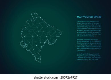 montenegro map. Abstract mash line and point scales on dark background . 3D mesh polygonal network line, design sphere, dot and structure. Vector illustration eps 10.