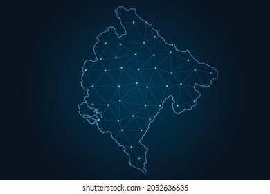 montenegro map , Abstract mash line and point scales on dark background for your web site design map logo, app, ui,Travel. Vector illustration eps 10.
