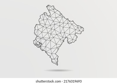 Montenegro Map - Abstract mash line and point scales on white background with World Map. Wire Frame 3D mesh polygonal network line, design sphere, dot and structure - Vector illustration eps 10