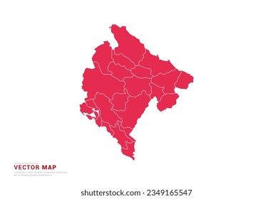 Montenegro Map - abstract style red isolated on white background for infographic, design vector.