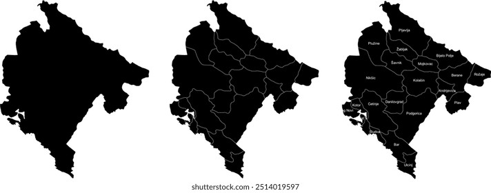 MONTENEGRO MAP with its administrative divisions and regions