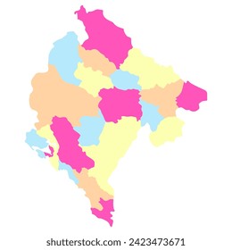Mapa de Montenegro. Mapa de Montenegro en provincias administrativas en multicolor