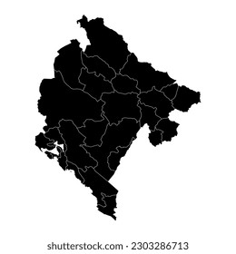 Montenegro map with administrative subdivisions. Vector illustration.