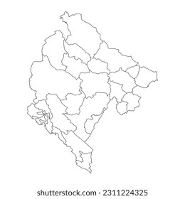 Montenegro map with administrative subdivisions. Vector illustration.