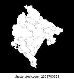 Montenegro map with administrative subdivisions. Vector illustration.