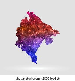 Montenegro map background in polygonal style. Vector illustration low poly colorful Montenegro map of isolated. Vector EPS 10.
