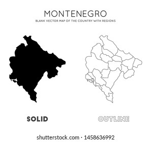 Montenegro map. Blank vector map of the Country with regions. Borders of Montenegro for your infographic. Vector illustration.