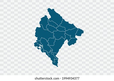 Montenegro map blue Color on Backgound png