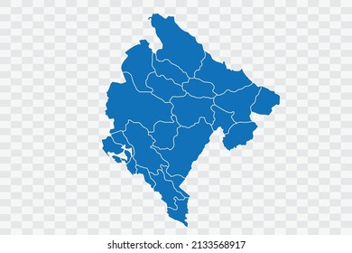 Montenegro Map blue Color on Backgound png