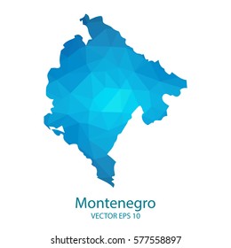 Montenegro map - blue geometric rumpled triangular low poly style gradient graphic background , polygonal design for your . Vector illustration eps 10.