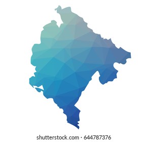 Montenegro map - blue geometric rumpled triangular low poly style gradient graphic background
