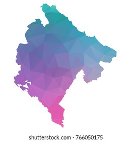 montenegro map. Blue and Pink polygonal shape vector illustration on white background. Vector illustration eps 10.