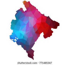 montenegro map. Blue and Red polygonal shape vector illustration on white background. Vector illustration eps 10.