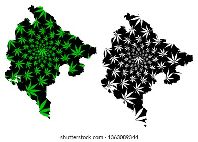 Montenegro - map is designed cannabis leaf green and black, Montenegro map made of marijuana (marihuana,THC) foliage,