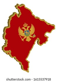 Montenegro Map flag Vector 3D