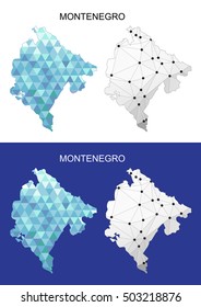 Montenegro map in geometric polygonal style. Abstract gems triangle.