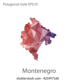 Montenegro map in geometric polygonal style.Abstract gems triangle,modern design background.
