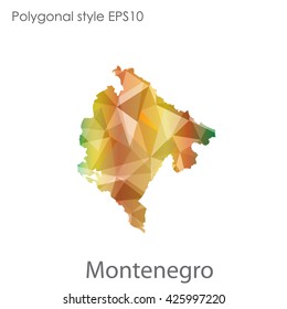 Montenegro map in geometric polygonal style.Abstract gems triangle,modern design background.