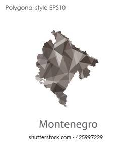 Montenegro map in geometric polygonal style.Abstract gems triangle,modern design background.