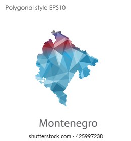 Montenegro map in geometric polygonal style.Abstract gems triangle,modern design background.