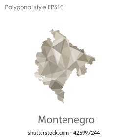 Montenegro map in geometric polygonal style.Abstract gems triangle,modern design background.