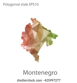 Montenegro map in geometric polygonal style.Abstract gems triangle,modern design background.