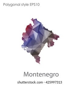 Montenegro map in geometric polygonal style.Abstract gems triangle,modern design background.