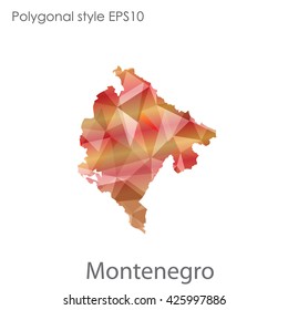 Montenegro map in geometric polygonal style.Abstract gems triangle,modern design background.
