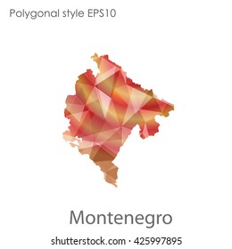 Montenegro map in geometric polygonal style.Abstract gems triangle,modern design background.