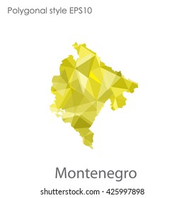 Montenegro map in geometric polygonal style.Abstract gems triangle,modern design background.