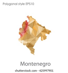 Montenegro map in geometric polygonal style.Abstract gems triangle,modern design background.