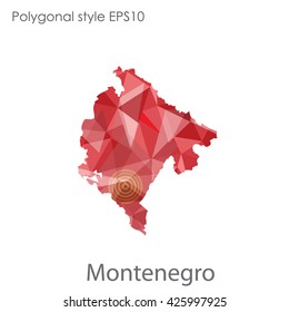 Montenegro map in geometric polygonal style.Abstract gems triangle,modern design background.