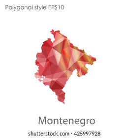 Montenegro map in geometric polygonal style.Abstract gems triangle,modern design background.