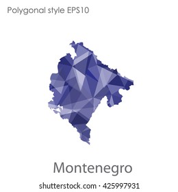 Montenegro map in geometric polygonal style.Abstract gems triangle,modern design background.