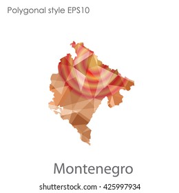 Montenegro map in geometric polygonal style.Abstract gems triangle,modern design background.