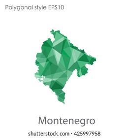 Montenegro map in geometric polygonal style.Abstract gems triangle,modern design background.