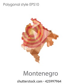 Montenegro map in geometric polygonal style.Abstract gems triangle,modern design background.