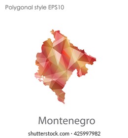 Montenegro map in geometric polygonal style.Abstract gems triangle,modern design background.