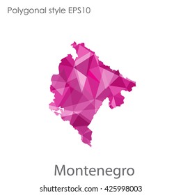 Montenegro map in geometric polygonal style.Abstract gems triangle,modern design background.
