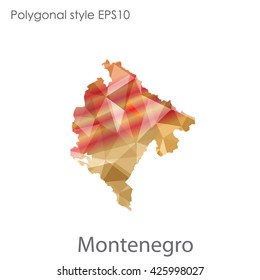 Montenegro map in geometric polygonal style.Abstract gems triangle,modern design background.