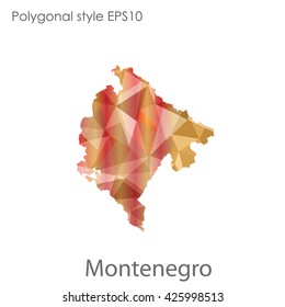Montenegro map in geometric polygonal style.Abstract gems triangle,modern design background.