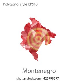 Montenegro map in geometric polygonal style.Abstract gems triangle,modern design background.